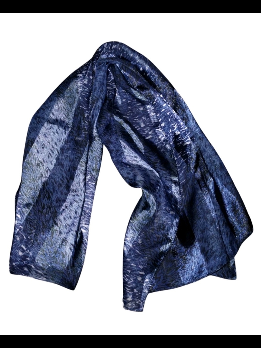 Navy Blue Patterned Lightweight Scarf